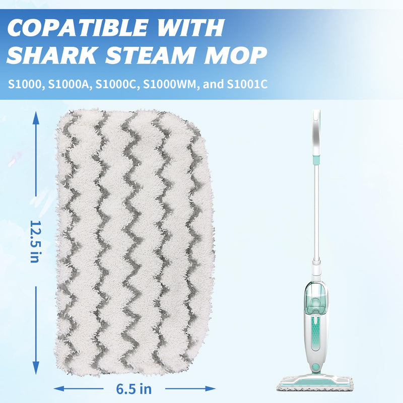 6 Pack Microfiber Steam Mop Pads Replacement for Shark Steam Mop S1000, S1000A, S1000C, S1000WM, and S1001C, Dirt Grip Cleaning Pads