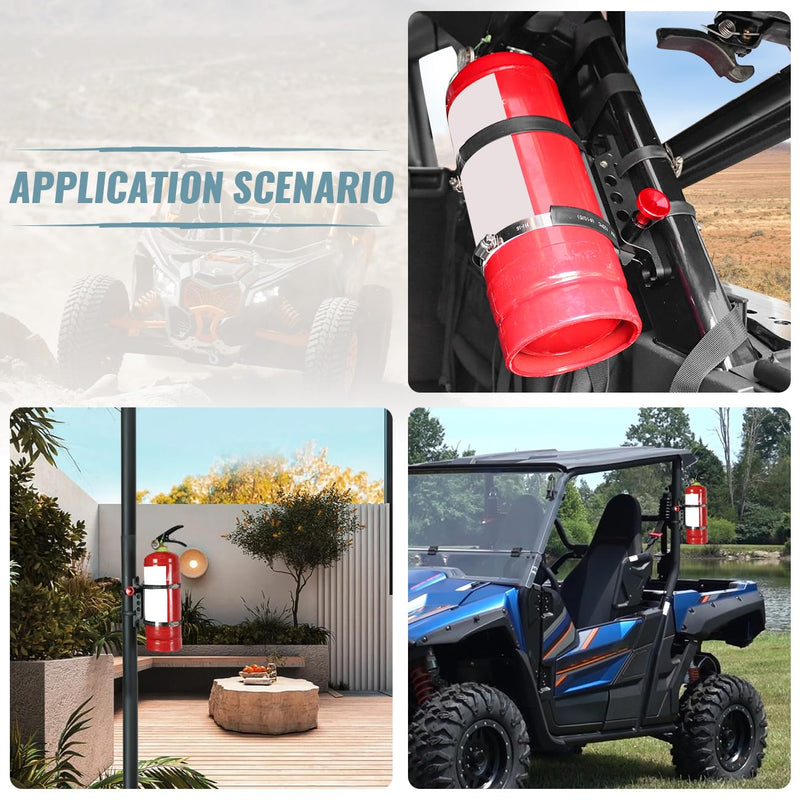 Aluminum Quick Release Roll Bar Fire Extinguisher Mount Holder Compatible with for Ford Bronco Jeep Wrangler Gladiator UTV Polaris RZR Ranger Can Am ATV Fire Extinguisher Bracket
