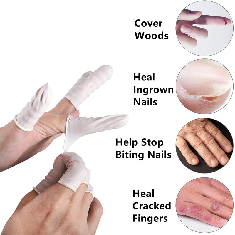 BTYMS 400 Count Latex Finger Cots Small Fingertip Gloves Disposable Finger Rubber Tips Protector Anti-Static Small (Pack of 400)