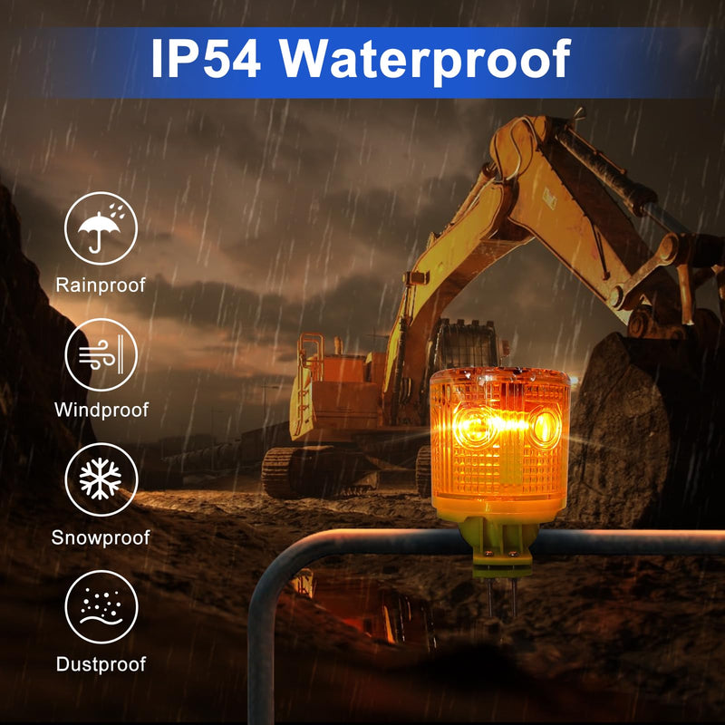 Aolyty Solar Strobe Warning Light IP54 Waterproof LED Flashing Safety Light Bright Warning Lamp Outdoor with Switch for Construction Traffic Dock Marine Beacon Road Signs (Red) Red