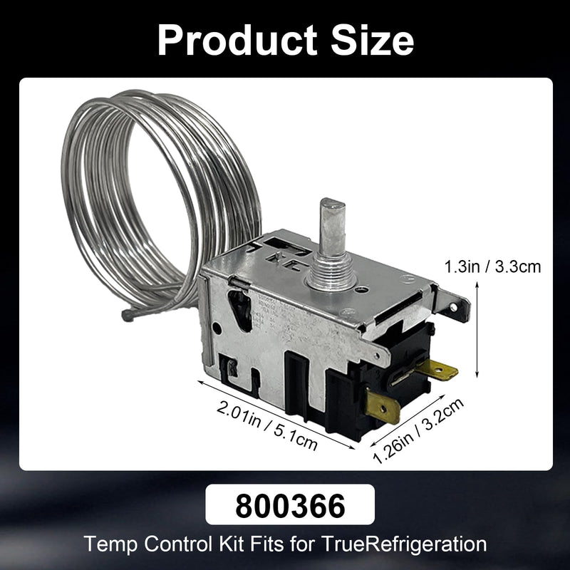 800366 Temp Control Kit Fits for True Refrigeration Replace 077B6806, 077B7172, 988282 &76" Coil Sensing Thermostat