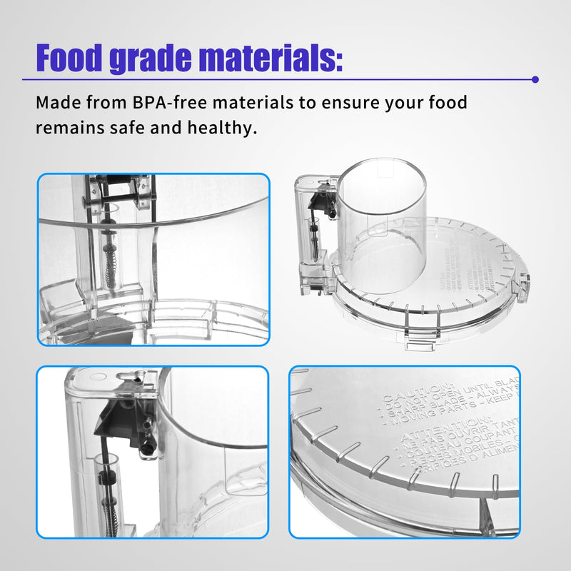 DFP-14NWBCT1 Clear Food Processor Work Bowl Cover Compatible with Cuisinart Tritan Only fits Bowl DLC-005AGTXT1 Fits Model DFP-14