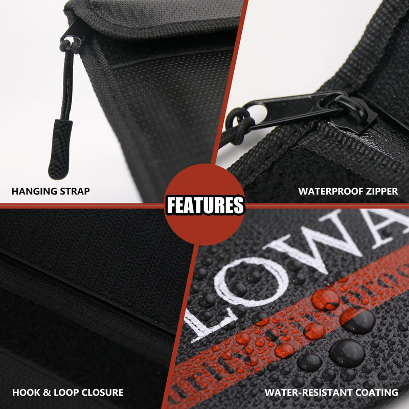 ROLOWAY Fireproof Bag (9.6 x 6.6 inches) 5200℉ Heat Insulated, Fireproof Money Bag with Zipper for Cash (2-Pack Black) 9.6 x 6.6 inch 5200℉ Black Bag