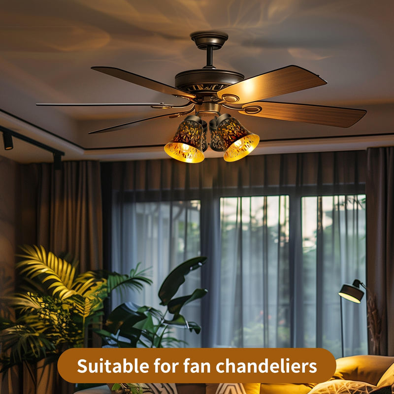 Pendant Light Shades, 4 Pack Ceiling Fan Light Shade Replacements with 1-5/8" Fitter, ALUCSET 4.72" Height and 4-3/4" Diameter, Metal Bell Shaped Cover for Chandelier Pendant Light Wall Sconces Starfish 4 Packs