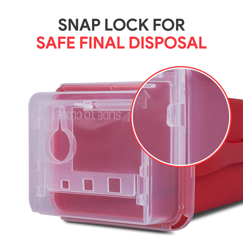 Alcedo Sharps Container for Home Use 1 Quart (1-Pack), Biohazard Needle and Syringe Disposal, Small Portable Container for Travel and Professional Use