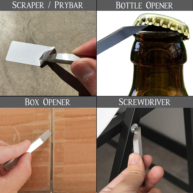 EDC Titanium Pry Bar 2 Pack - Heavy Duty Mini Keychain Prybar - Mighty Miniature Portable Multitool, Screwdriver, Bottle Opener, & Box Opener