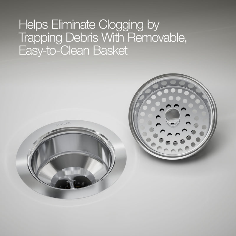 KOHLER 8799-CP Duostrainer Sink Strainer, Sink Drain and Strainer Basket, Less Tailpiece, Polished Chrome 1.5 inches