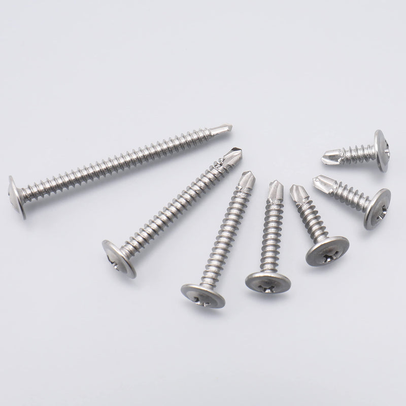 (250pcs) #8 x 1/2" 410 Stainless Steel Self Tapping Screws for Metal Plastic & Wood, Phillips Drive Modified Truss Head, High Strength Sheet Metal Screws (#8 × 1/2") #8 × 1/2" Self-drilling - Truss