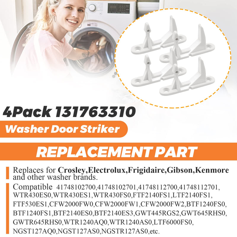UPGRADE 131763310 Washer Door Striker Replacement Part Fit for Frigidaire Kenmore Washers - Replace 131763300 AP3580441 PS890617 1032664 131763310 - Washer Door Latch Pack of 4 by Beaquicy