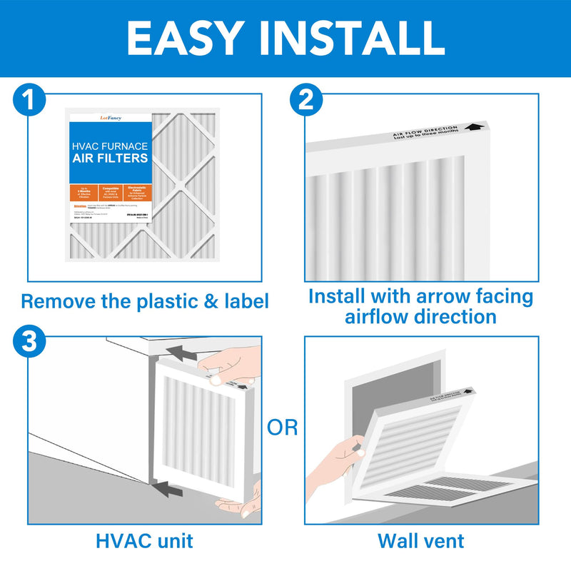 LotFancy 14x14x1 Air Filter MERV 13 4-Pack, Electrostatic Pleated HVAC Furnace Air Filter, Captures Pet Dander Smog Smoke, Actual Size: 13.75"x13.75"x0.75"
