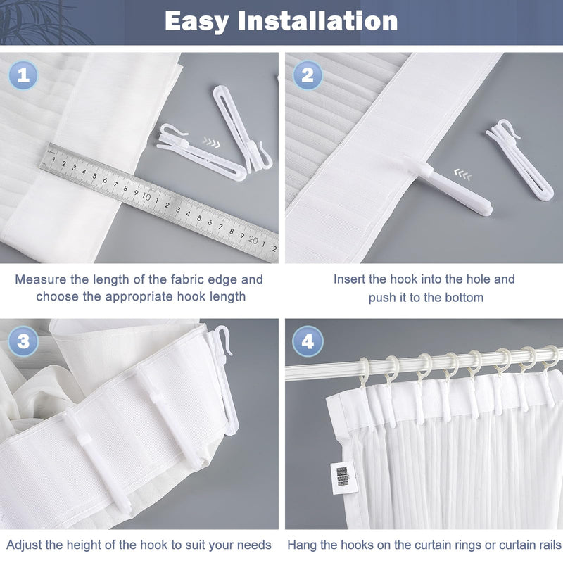 50 Pcs Plastic Curtain Hooks,Adjustable Pinch Pleat Hooks,Curtain Hooks for Drapes,Drapery Hooks for Pleated Drapes Curtain Pins for Window Curtain Shower Curtain Door Curtain （85mm/3.35 Inch） 50