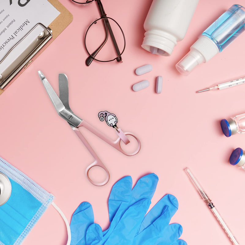Nursing Scissors - Medical scissors- Blunt Tip Scissors - Stainless Steel - Design - Distinctive Keyring (Pink) Pink