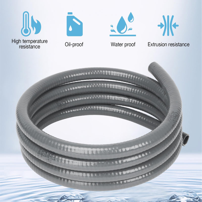 HOXHA 1/2 Inch 6 Ft Electrical Conduit Kit Flexible PVC Non Metallic Liquid Tight Conduit, Electrical Wire Conduit Pipe with Straight and 90-Degree Conduit Connector Fittings 1/2 In - 6 Ft