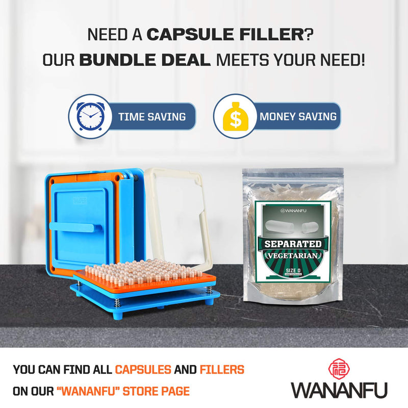 wananfu Pre-Separated Empty Capsules 0 Vegetarian (1000 Count), Clear Fillable Veggie Pill Capsules Size 0 for Making Your Own Supplements