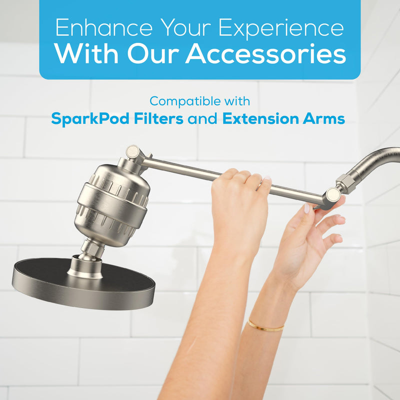 SparkPod Shower Head - High Pressure Rain - Premium Quality Luxury Design - Easy Clean Adjustable Replacement for Your Bathroom Shower Heads (Elegant Brushed Nickel, 6 Inch Round) Elegant Brushed Nickel - NewNest Australia