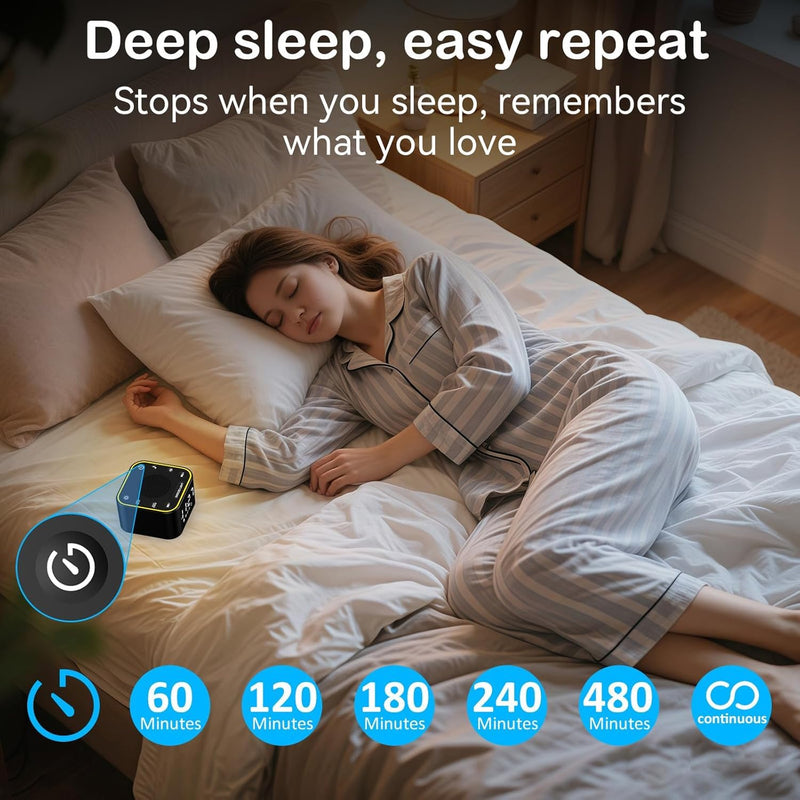Sound Machine with Alarm Clock: 30 Non-Looping Sleep Sounds - White Noise Alarm Clock for Natural Wake Up - Adjustable Volume & Light, Memory Function, Sleep Timer (Black) Black 3.15*3.15*1.85 Inch