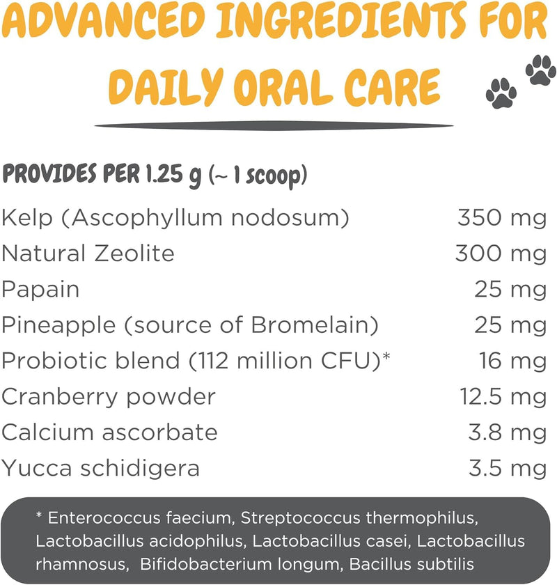 maxxipaws maxxidental Dog Dental Powder | Oral Care Supplement for Teeth, Gums, Plaque, Tartar and Fresh Breath | Kelp, Zeolite, Papain, Probiotics | Easy Sprinkle Formula | 5 oz