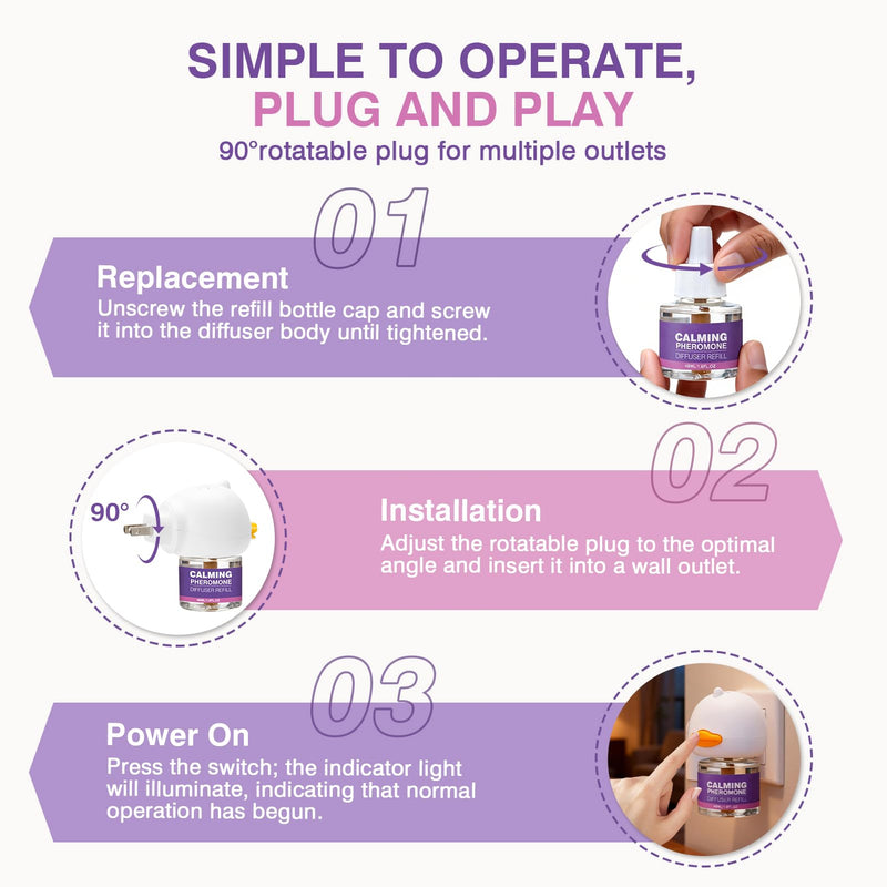 Tcllka Cat Calming Pheromone Diffuser Effectively Relieve Anxiety Stress Cat Calming Diffuser Comfort for Cats Refill Reduce Fighting Spraying and Scratching Calm Relaxing 48ml/Bottle Fits All Cats
