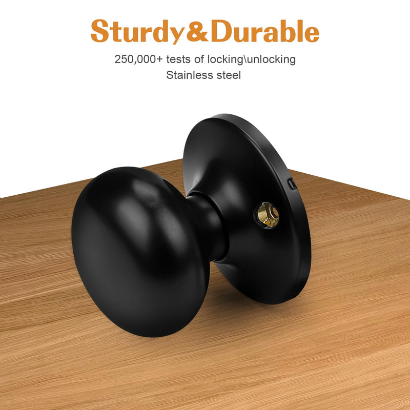 Probrico Half Dummy Door Knobs, 4 Pack Black One Side Dummy Handles Matte Black Finish, Non-Turning Inactive Lever