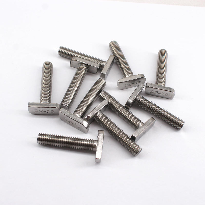 20Pcs M10x30 304 Stainless Steel T-Slot Bolt T-Shaped Bolt Screw 23mm Head Size