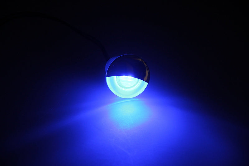 Pactrade Marine Boat Auto RV Trailer Stainless Steel 316 LED Courtesy Accent Round Down Clear Lens Light (Blue) Blue