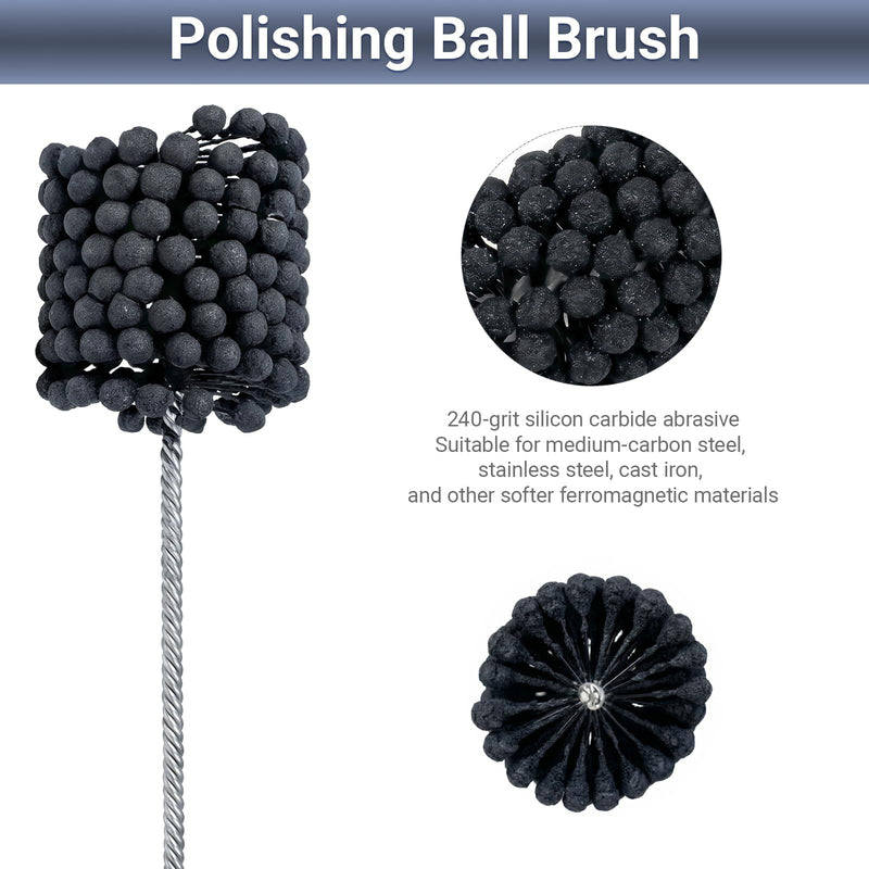 Cylinder Hone, 240 Grit Silicon Carbide, 3 3/4" (95mm) Diameter Ball Hone for Hole Diameters 3 1/2" - 3 3/4", Cylinder Engine Sanding Brush for Mild Steel, Stainless Steel, and Cast Iron 240.0 3-3/4"