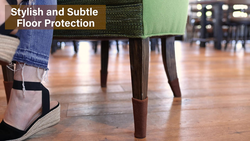 The Original Furniture Sock (Large/Brown) Patented with Grips Inside. Chair Leg Hardwood Tile Floor Protector Chocolate Brown Large