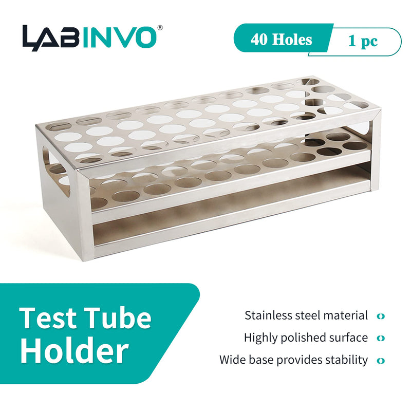 40Holes(4×10) Tube Rack, Suitable for Tubes of Dia.≤21mm,Stainless Steel Test Tube Holder,IN-TTRS40 40Holes, Dia.≤21mm