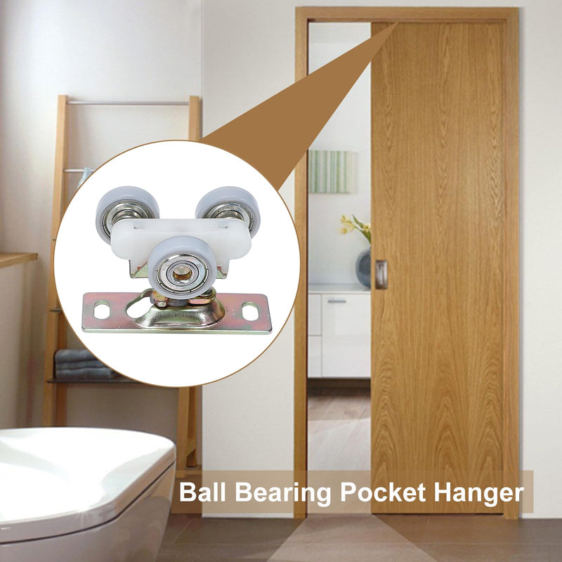 Sliding Pocket Door Hardware Top Hanger Rollers Wheels Assembly Fit Johnson Part #1125 & #1500 Hardware Kit, Wrench and Screws Include (2, Plating) gold(2pcs)