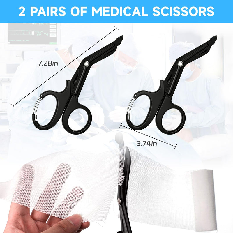 2PCS Medical Scissors,5.8 Inch EMT Trauma Shears,Bandage Scissors with Carabiner,Stainless Steel Nurse Scissors with Non-Stick Blades & Surgical Grade Shears for Nurses Doctors (5.8 Inch (15cm)) 5.8 Inch (15cm)
