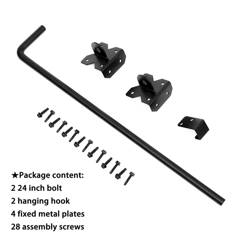 Heavy Duty 24 inch Cane Bolt Drop Rod Gate Drop Pin Steel Material -2 Pack mainly for Double Open Door dicha-24-2pack