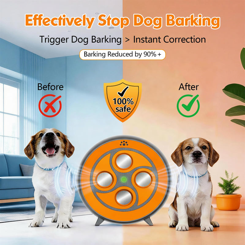 New Anti Barking Device for Dogs, Rechargeable Dog Barking Deterrent up to 75ft with Remote , Variable Ultra Frequency/6 Modes/IP65 Waterproof Dog Silencer Stop Neighbors‘ Dog from Barking (Orange) Orange Bark Deterrent Device