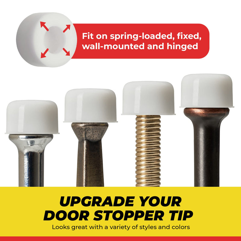 Premium Rubber Door Stop Stud Replacement Tips – Doorstopper Bumpers, Springe Hinge End Caps for Wall & Floor Protection – Universal Size (White) White