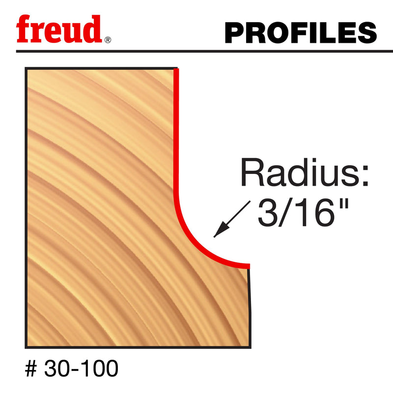 Freud 30-100: 3/16" Radius Cove Bit with 1/4" Shank