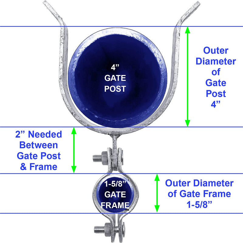 1-5/8" x 4" Chain Link Fence Gate Fork Latch - Fence Gate Latch - Galvanized Fence Gate Latch with Hole for Padlock 1-5/8" x 4"