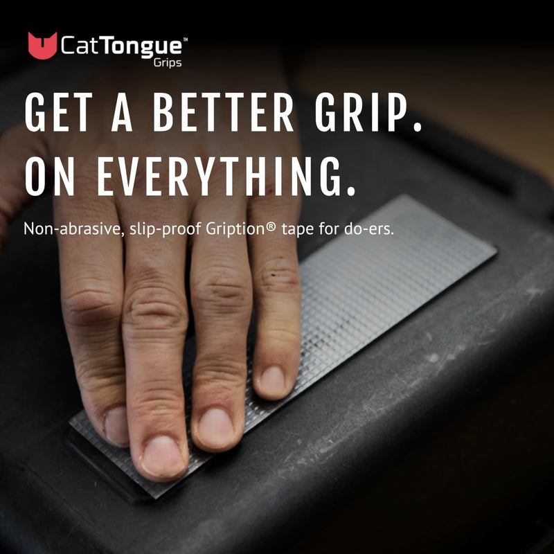 CATTONGUE GRIPS Non-Abrasive Anti Slip Grip Tape – 2” Thick Heavy Duty Tape for Indoor & Outdoor, Customizable, Waterproof, & Durable Anti-Slip Tape (Black, 10ft) 2" x 10' Black