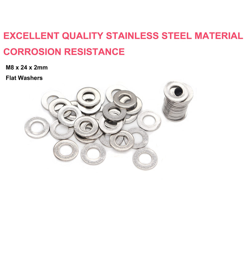 cSeao M8 Fender Washer, M8 Flat Washers Silver, 8mm I.D 24 OD Fender Washer, M8 Washers for Bolts Screws, Pack of 50