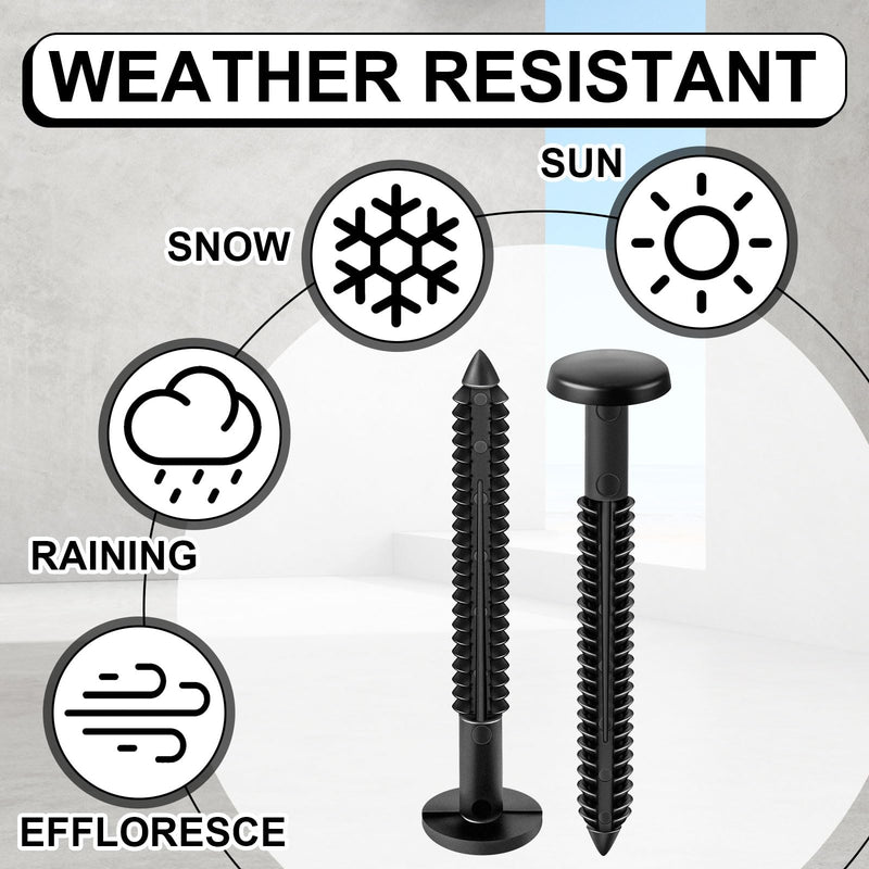 Blulu 36 Pcs 3 Inch Vinyl Shutter Fastener Window Shutters Panel Peg Lok Pin Pegs Screws Shutter Spikes Anchor, Black