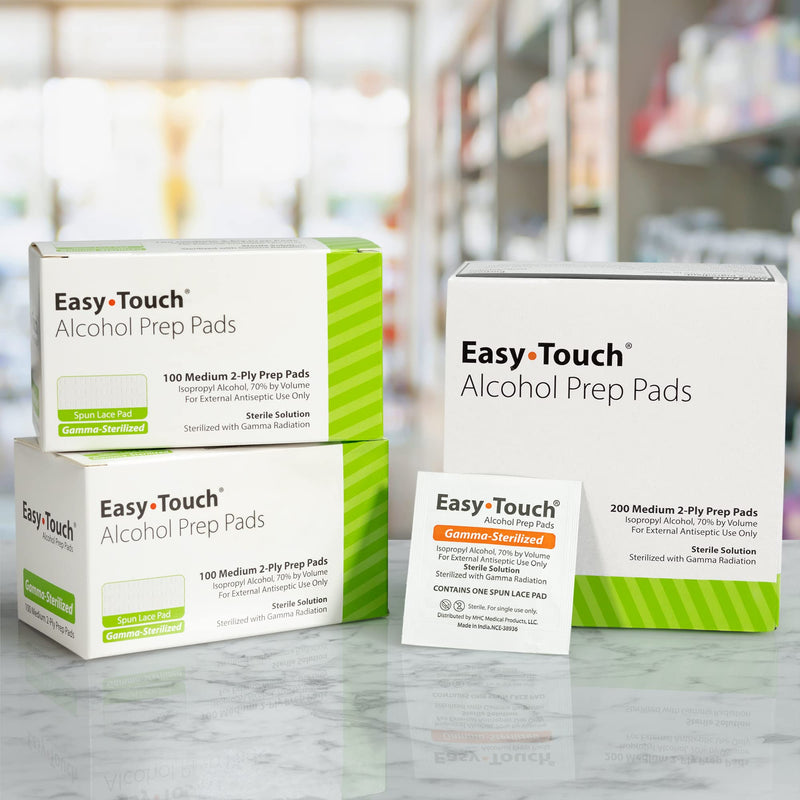 EasyTouch Gamma-Sterilized Alcohol Prep Pads, Box of 200 200 Count (Pack of 1)