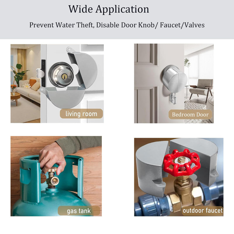 Door Handle Lock Cover with Padlock and Keys Door Knob Lock Out Device Prevents Turning of Door Knob and Access to Keyhole Disable The Doorknob/Faucet/Valve