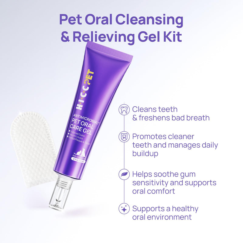 HICC PET Dog Dental Gel, Vet-Trusted Teeth Cleaning Gel for Dogs & Cats, Pet Breath Freshener, Maintains Gum Health, Natural Enzymatic Oral Repair Gel Kit, No Brushing Required, Non-Toxic. 2 fl oz 2.0 Fl Oz