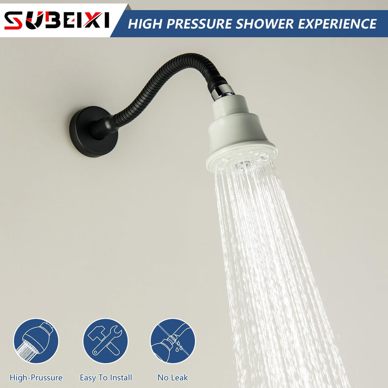 Adjustable Shower Arm with 3" High Pressure Shower Head, Powerful Pressure Boosting Rain Showerhead with Adjustable Swivel Brass Ball Joint