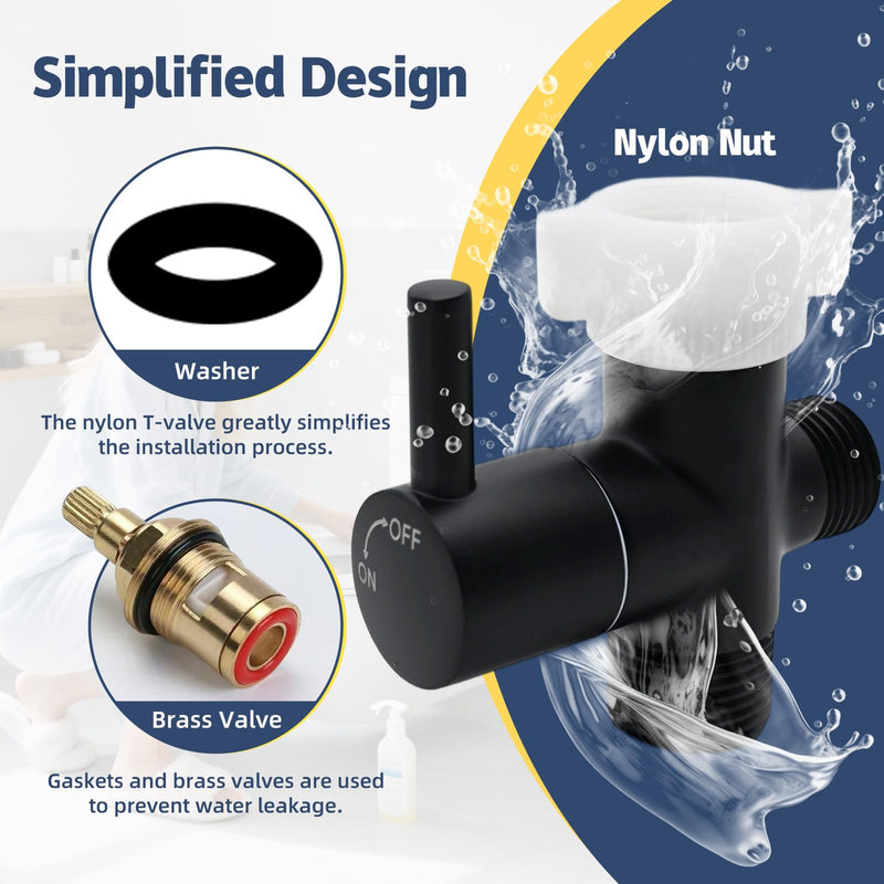 Handheld Toilet Bidet Sprayer for Toilet-Adjustable Water Pressure Control with Bidet Hose for Feminine Wash, Stainless Steel Brushed Nickel Cloth Diaper for Baby Wash (Matte Black, 1) Matte Black