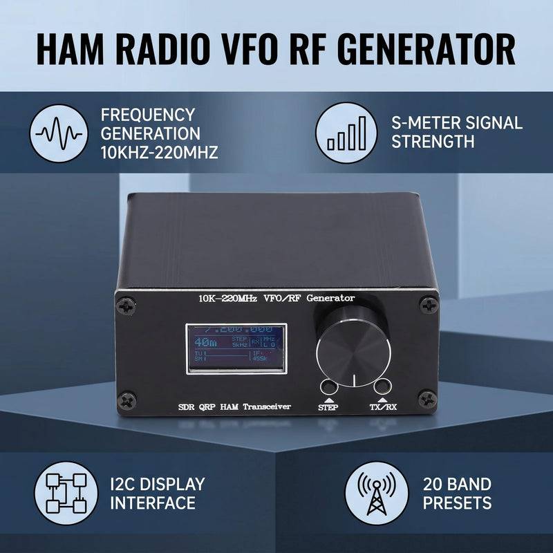 Mobile SDR QRP HF Transceiver VFO Functional Generator with USB Cable 10K‑220MHz