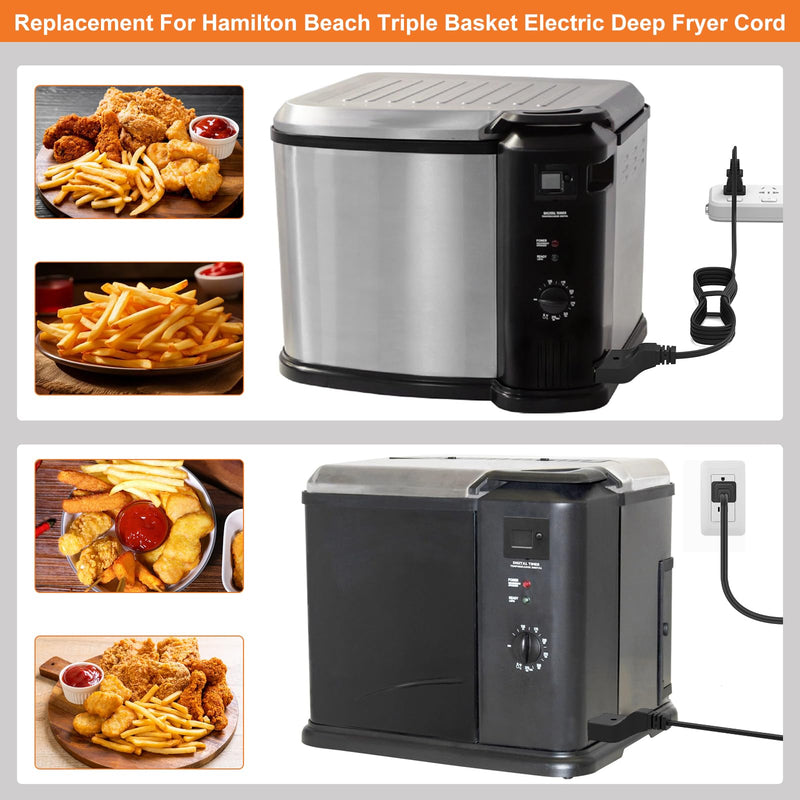 Deep Fryer Cord for Secura,Hamilton Beach, Masterbuilt Butterball Fit with Secura TSAF40DH Deep Fryer,Hamilton Beach Triple Basket Electric Deep Fryer 35034,Masterbuilt Butterball Turkey Power Cord