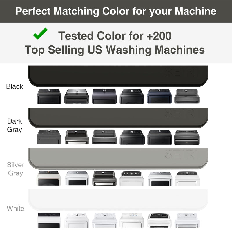 SEIRI 1pcs Washer and Dryer Covers for The Top, 26" x 18" Silicone Dryer Top Protector Mat Non-Slip Waterproof Washing Machine Cover Protector Top Load for Laundry & Kitchen (Dark Gray) Dark Gray | 26" X 18" in | 1pcs