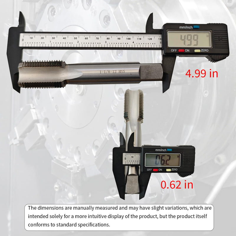 1-1/8"-12 Tap, Right Hand, UNF, Straight Flute, 4 Flute, 2B Accuracy Grade, High Speed Steel, Machine Tap
