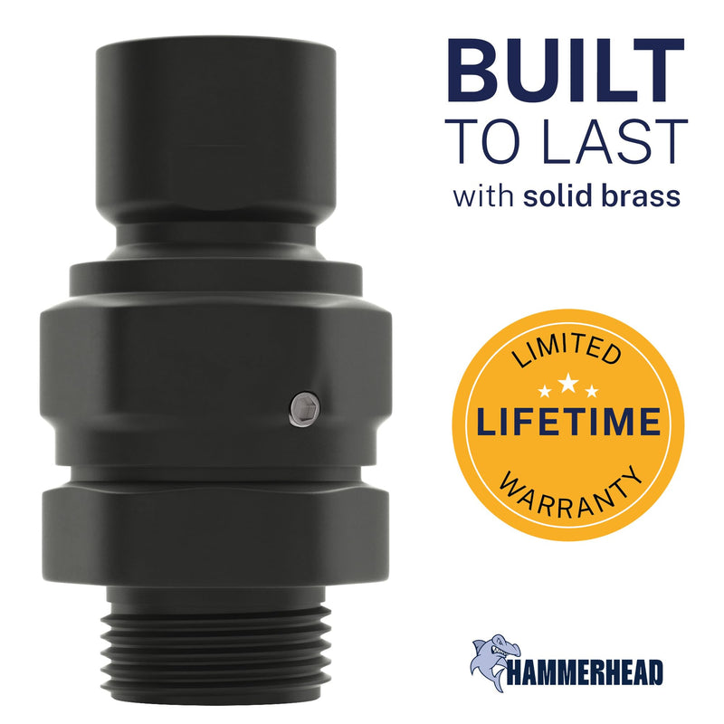 HammerHead Showers® Solid Metal Shower Head Swivel Ball Adapter, Matte Black | Adjustable Pivot Ball To Adjust Showerhead Angle | Universal Connector Joint Fits Fixed, Hand Held & Rain Shower Heads