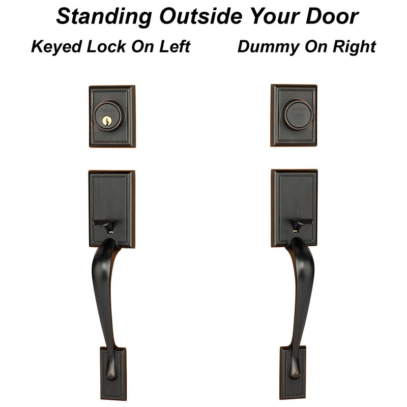 Dynasty Hardware RID-HER-405-12PR Ridgecrest Front Door Dummy Handleset, Aged Oil Rubbed Bronze, with Heritage Lever, Right Hand