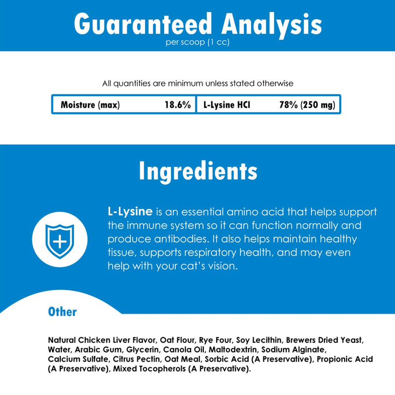Immune System Support for Cats - Amino Acid L-Lysine - Produce Antibodies - Healthy Tissue, Respiratory Health, Vision - 60 Soft Chews
